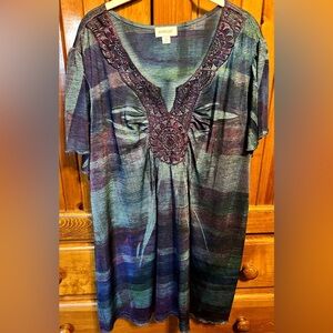 avenue size 22/24 beaded appliqué tunic.